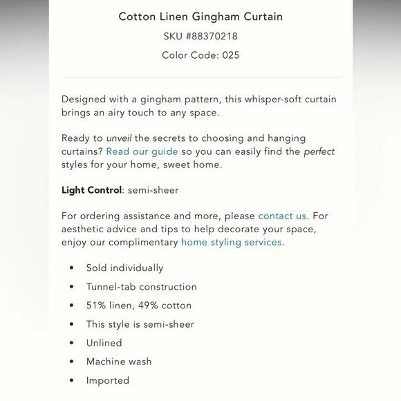 Gingham Checkered Curtain in Honey Set of Two - Picture 4 of 5